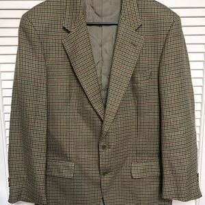 David Cenci Brown Mini Plaid Tweed Blazer 42 Made In Italy VTG - Photos For Size